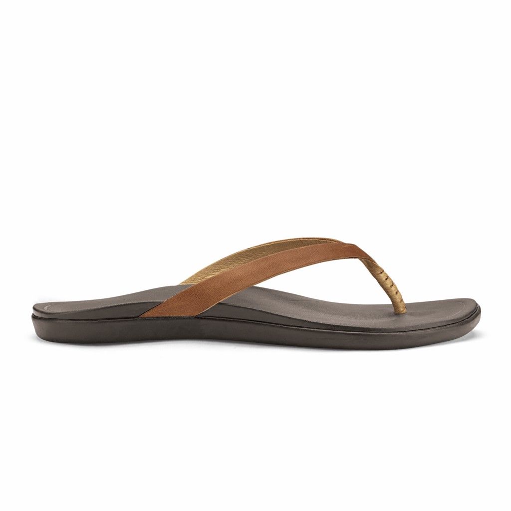 Sandalias Olukai Ho‘ōpio Leather - Chanclas Mujer Cafes 20587-231